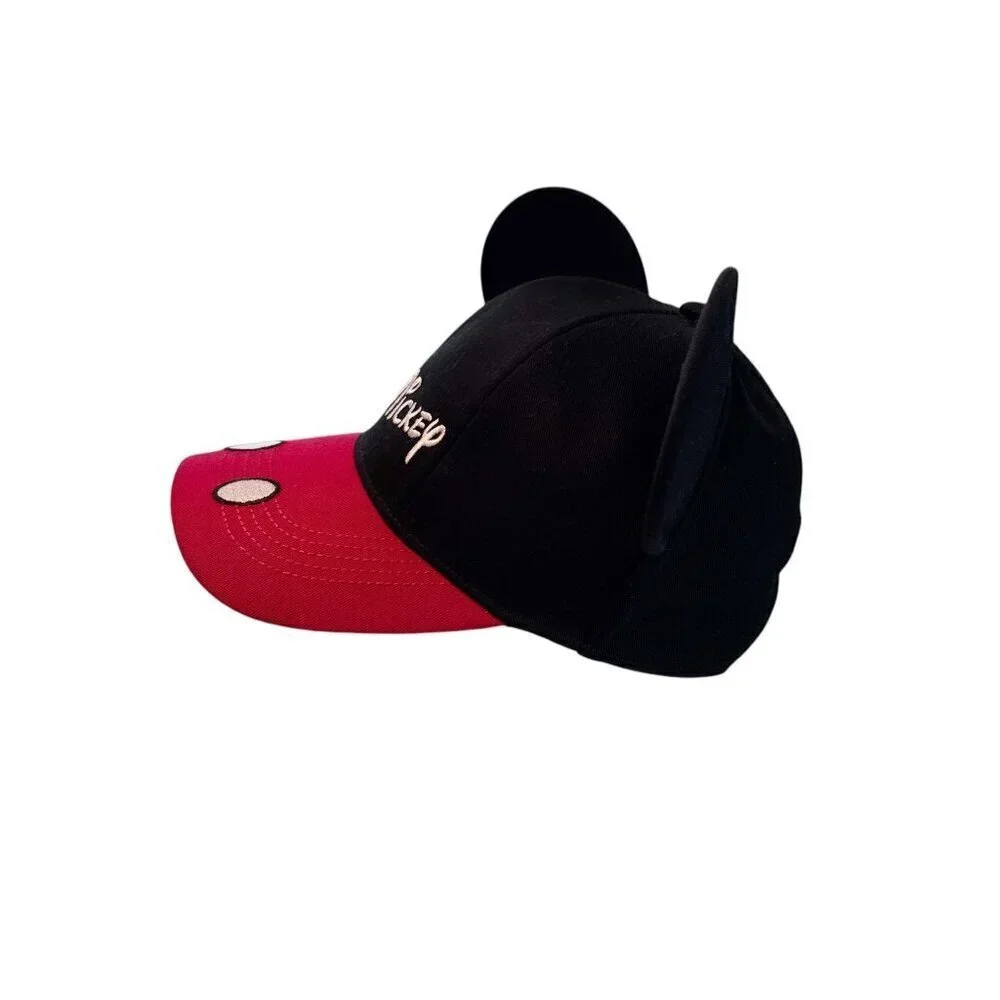 Mickey Mouse Ears Hat By Disney For Kids Snapback Black & Red Cotton Adjustable